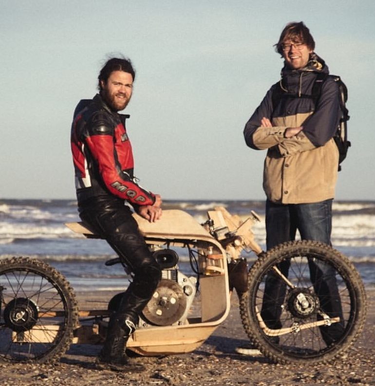 Wooden Motorcycle runs on Algae Oil!
